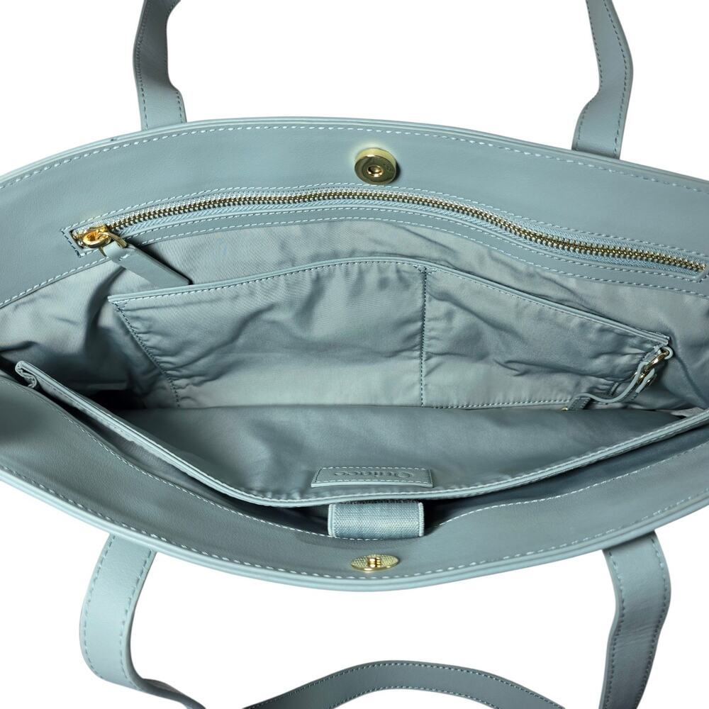 Quince Italian Leather Classic Tote Bag Dusty Blue NWT Laptop Work Shoulder Bag - Picture 4 of 9